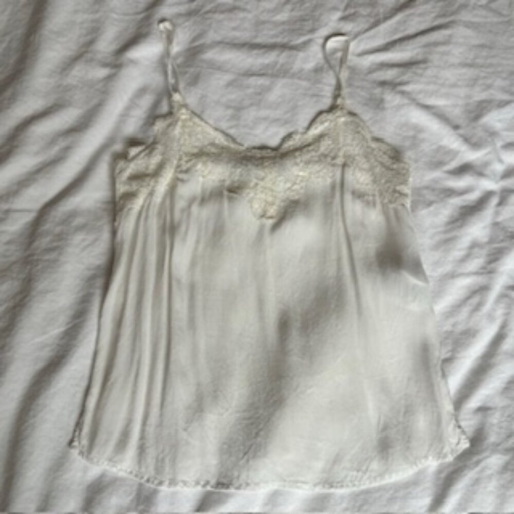 Abercrombie White Lace Trim Strappy Tank